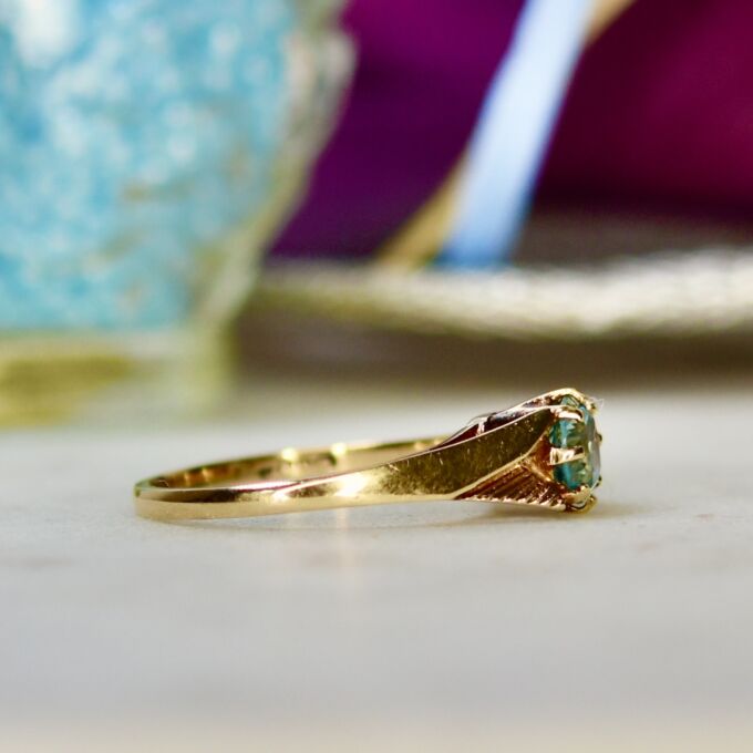 Blue Zircon Solitaire Ring in 9ct Gold