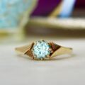 Blue Zircon Solitaire Ring in 9ct Gold