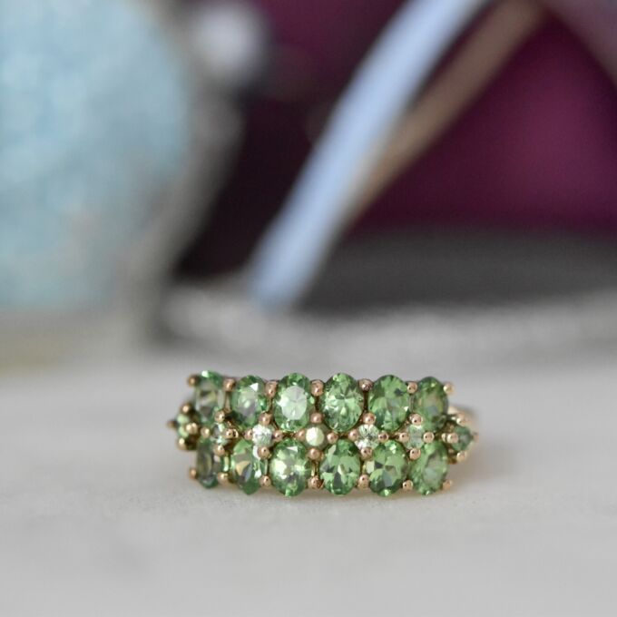 Chrome Diopside Ring in 9ct Gold