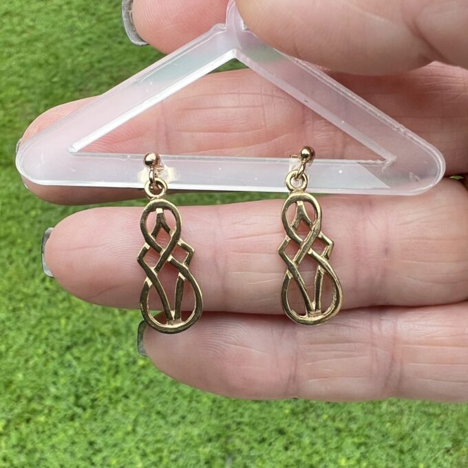 Celtic Drop Earrings in 9ct Gold