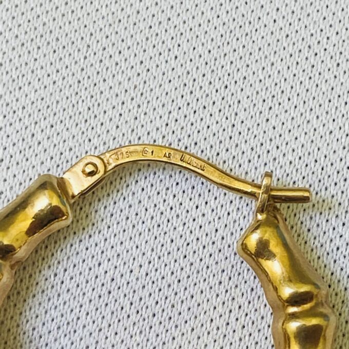 Bamboo Hoop Earrings in 9ct Gold