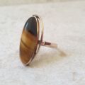 Elongated Tigers Eye Ring in 9ct Gold