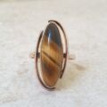 Elongated Tigers Eye Ring in 9ct Gold