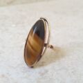 Elongated Tigers Eye Ring in 9ct Gold