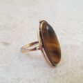 Elongated Tigers Eye Ring in 9ct Gold