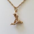 Witch on Broomstick in 9ct Gold