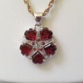 Garnet Heart & Star Pendant 9ct White Gold