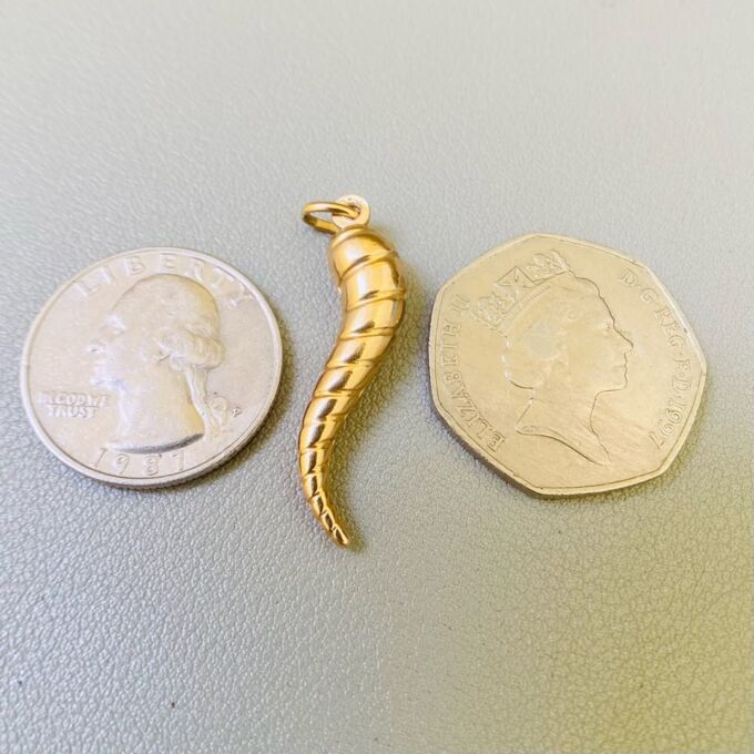 Twisted Italian Cornicello Horn in 9ct Gold