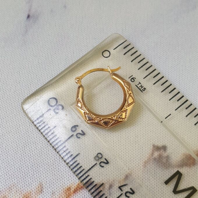 Small Patterned Hoops in 9ct Gold