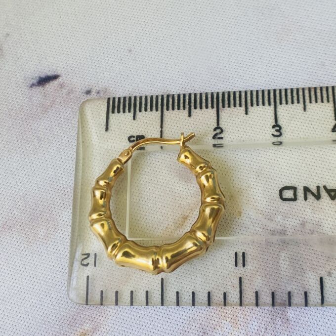 Bamboo Hoop Earrings in 9ct Gold
