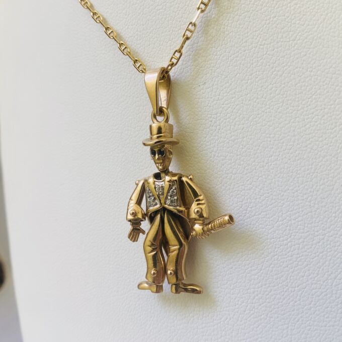 Top Hat & Tails Articulated Man in 9ct Gold