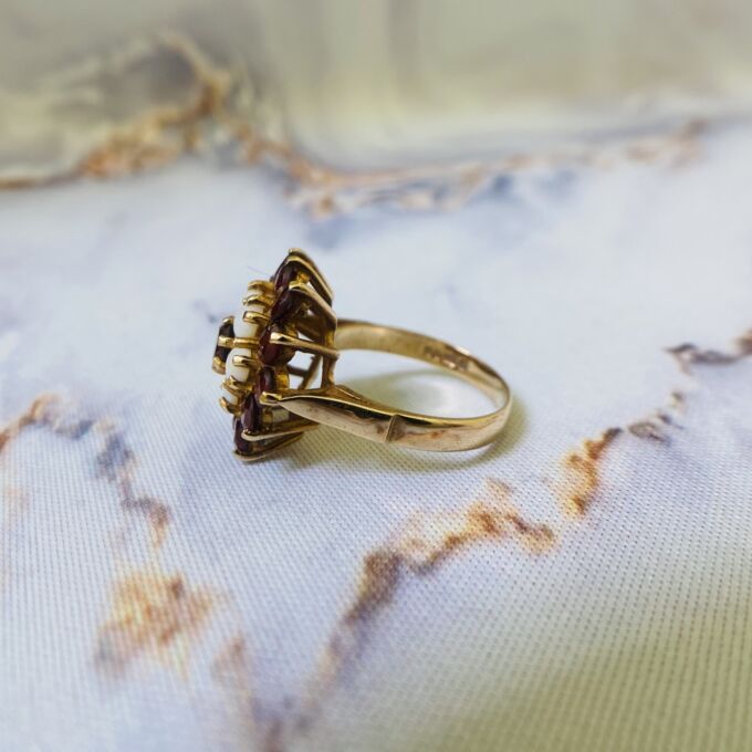 Garnet and Opal Cluster Ring in 9ct Gold