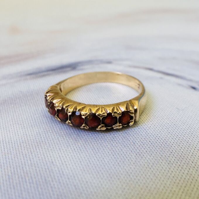 Garnet Half Eternity Stacking Ring in 9ct Gold