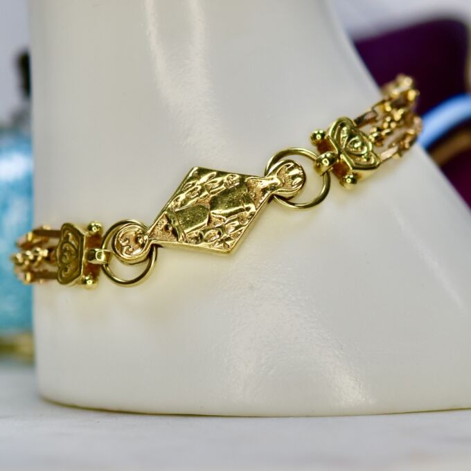 Ornate Three Strand Bracelet in 9ct Gold