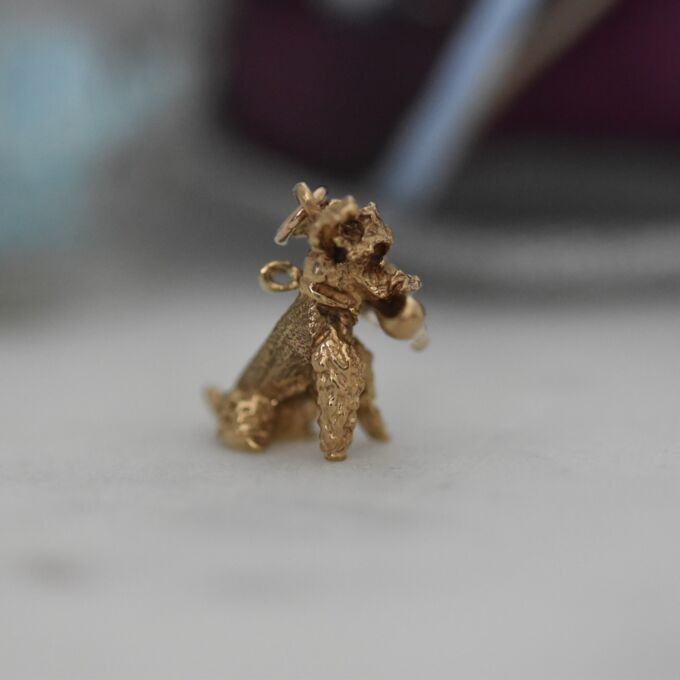 Cute Dog with Shoe in 9ct Gold