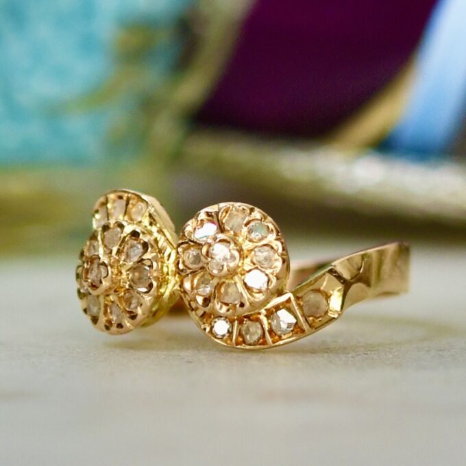 Diamond Bypass Cluster Ring in 18ct Rose Gold