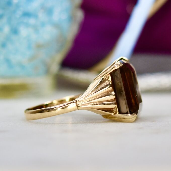 Smoky Quartz Ring in 9ct Gold