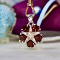 Garnet Heart & Star Pendant 9ct White Gold
