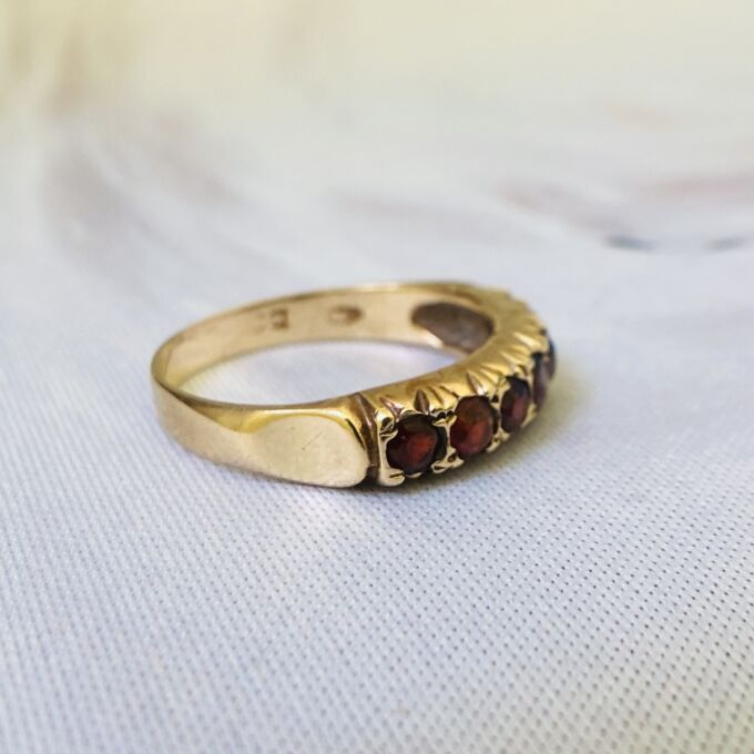Garnet Half Eternity Stacking Ring in 9ct Gold