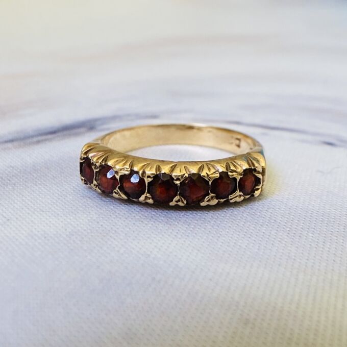 Garnet Half Eternity Stacking Ring in 9ct Gold