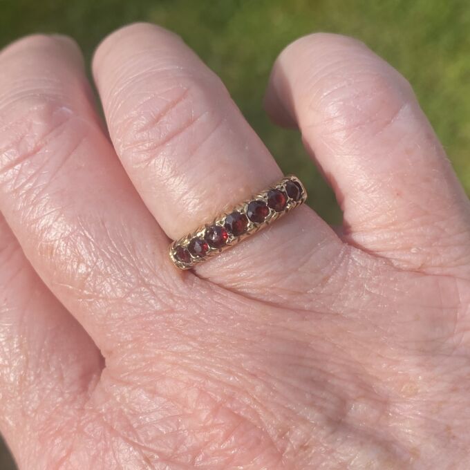 Garnet Half Eternity Stacking Ring in 9ct Gold