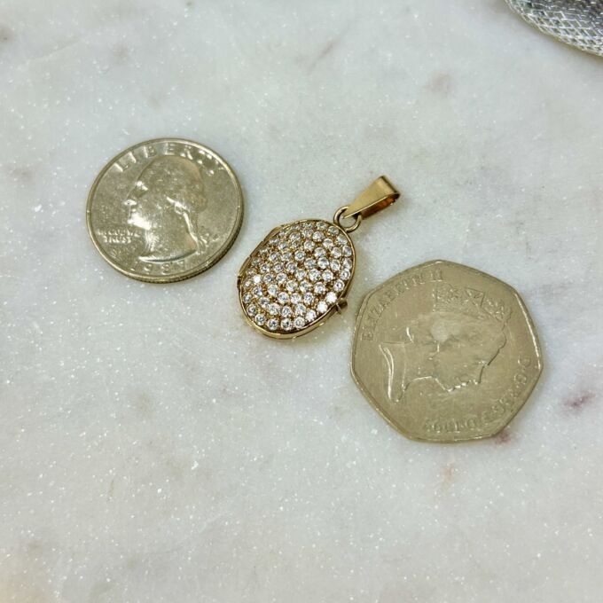 Italian Encrusted Locket in 9ct Gold