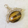 Onyx and Tigers Eye Spinning Pendant in 9ct Gold