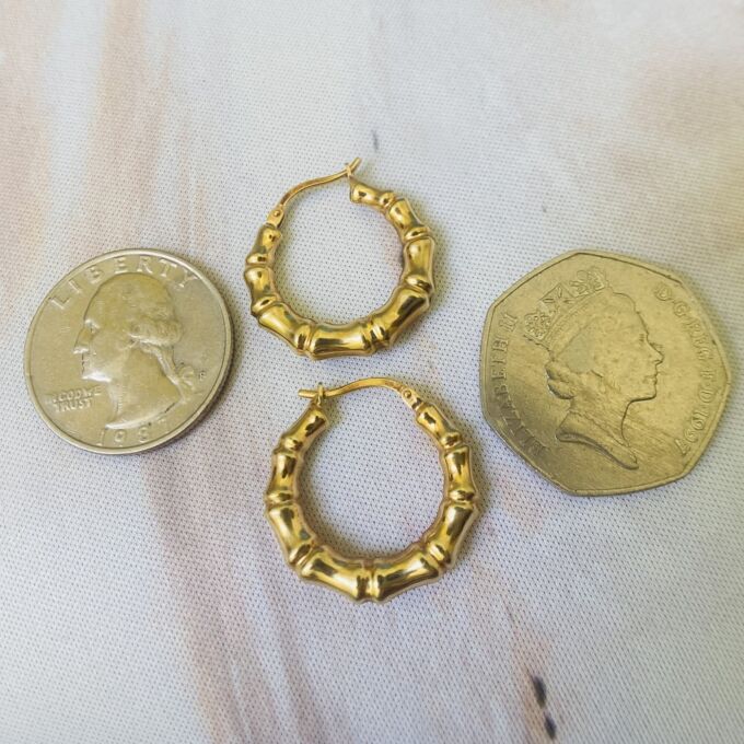 Bamboo Hoop Earrings in 9ct Gold