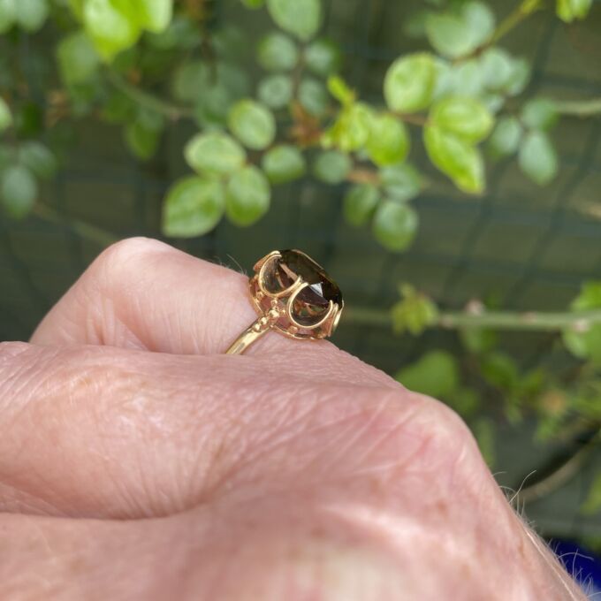 Smoky Quartz Solitaire Ring in 9ct Gold