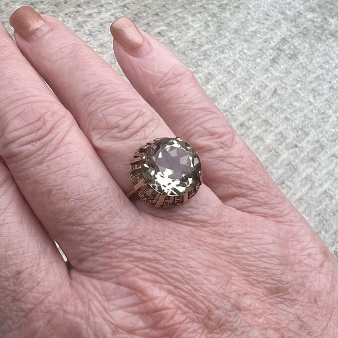 Lemon Quartz Solitaire Ring in 9ct Gold