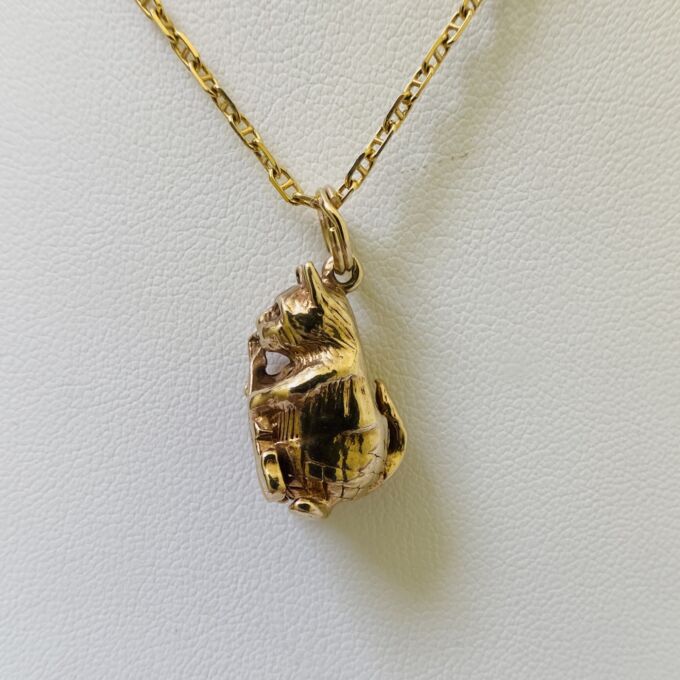 Cello Playing Cat Pendant in 9ct Gold