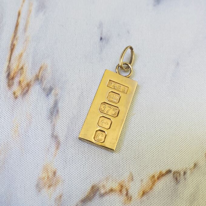 Reserved – Heavy Ingot Pendant in 9ct Gold