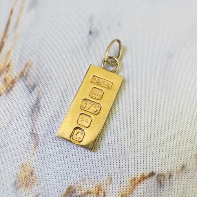 Reserved – Heavy Ingot Pendant in 9ct Gold
