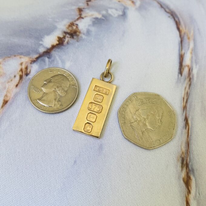 Reserved – Heavy Ingot Pendant in 9ct Gold