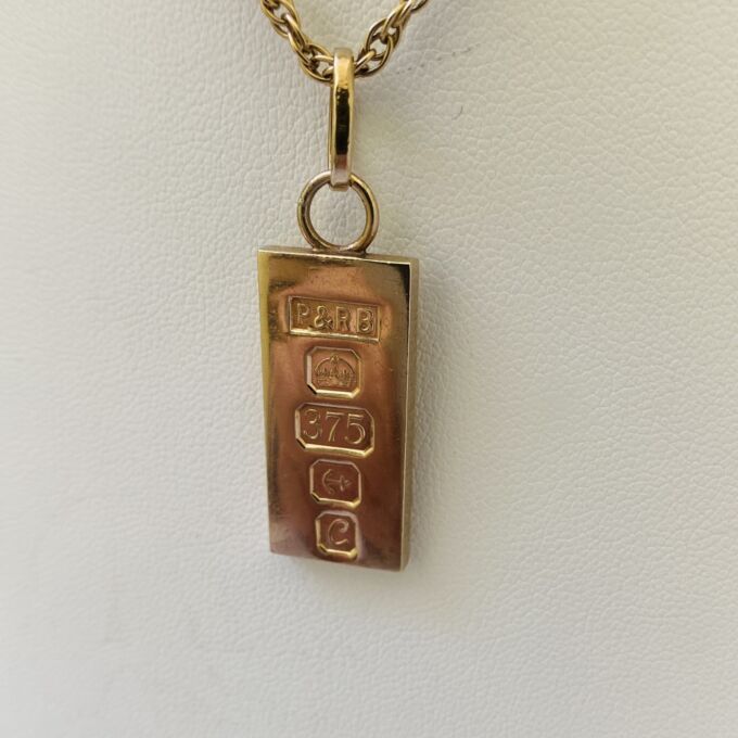 Reserved – Heavy Ingot Pendant in 9ct Gold
