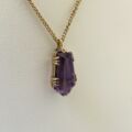 Coffin Cut Amethyst Pendant Necklace in 9ct Gold