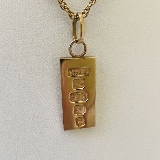 Reserved – Heavy Ingot Pendant in 9ct Gold