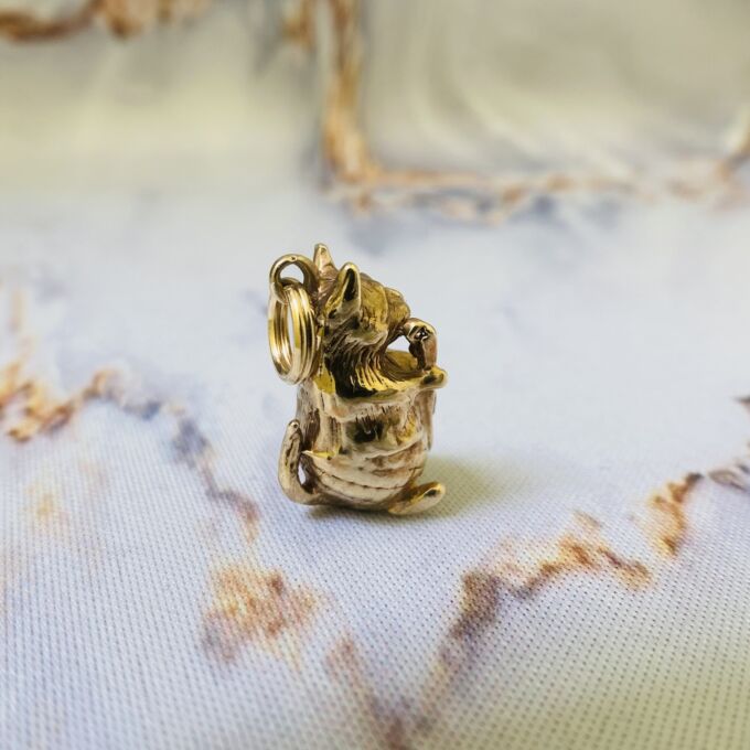 Cello Playing Cat Pendant in 9ct Gold