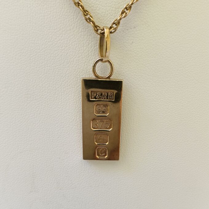 Reserved – Heavy Ingot Pendant in 9ct Gold