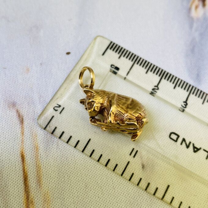 Cello Playing Cat Pendant in 9ct Gold