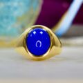 Blue Agate Signet Ring in 9ct Gold
