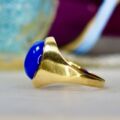 Blue Agate Signet Ring in 9ct Gold