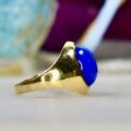 Blue Agate Signet Ring in 9ct Gold