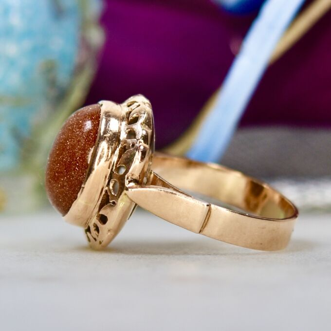 Goldstone Ring in 12ct Rose Gold