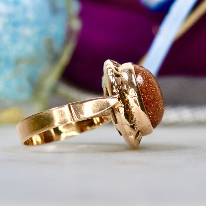 Goldstone Ring in 12ct Rose Gold