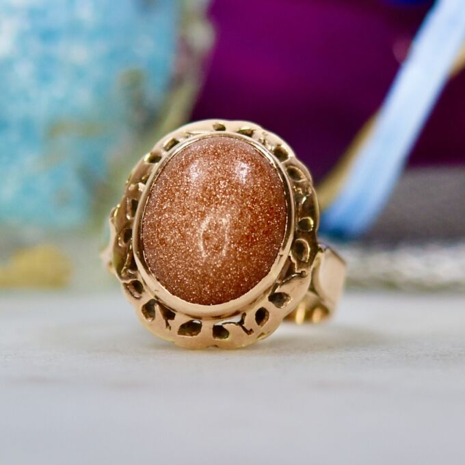 Goldstone Ring in 12ct Rose Gold