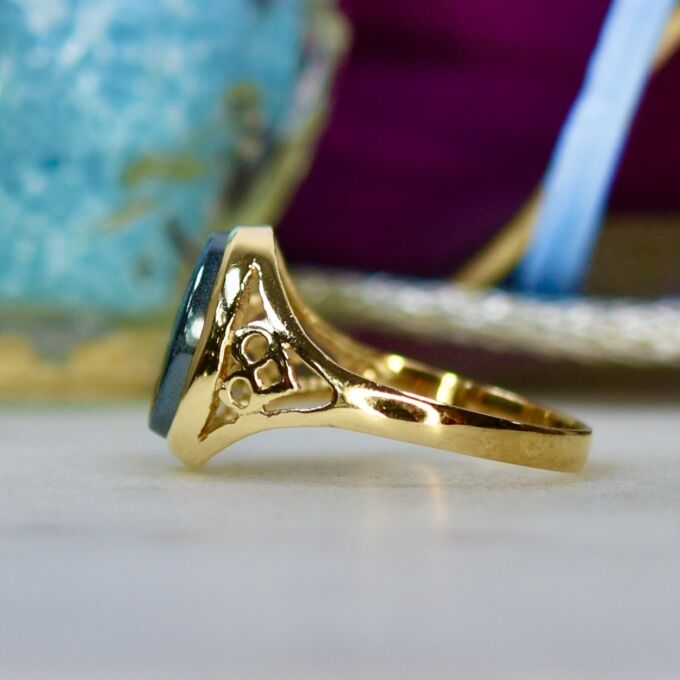 Hematite Intaglio Ring in 9ct Gold