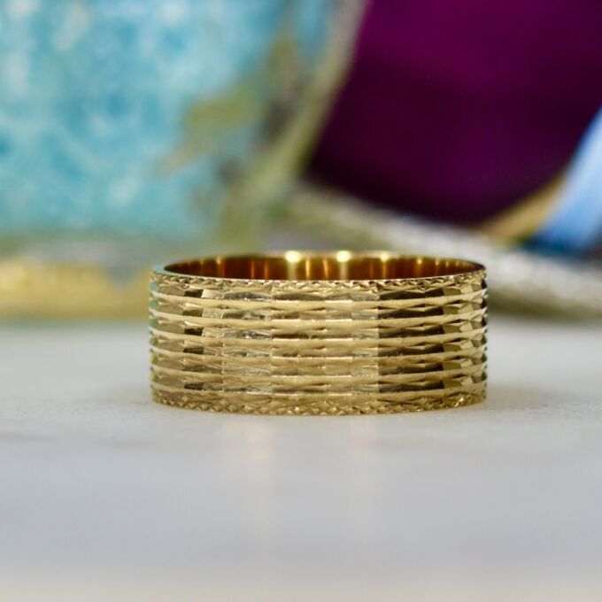 Diamond Cut Geometric Band Ring in 9ct Gold