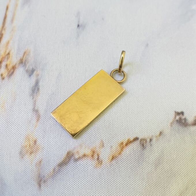 Reserved – Heavy Ingot Pendant in 9ct Gold