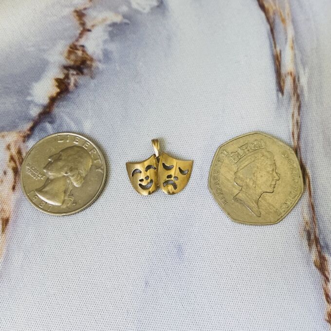 Tragedy & Comedy Masks in 9ct Gold